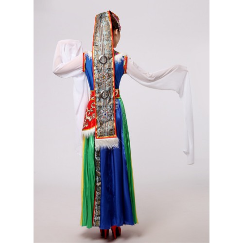 Women  Chinese folk dance costumes female Tibet minority stage performance dresses cosplay robes